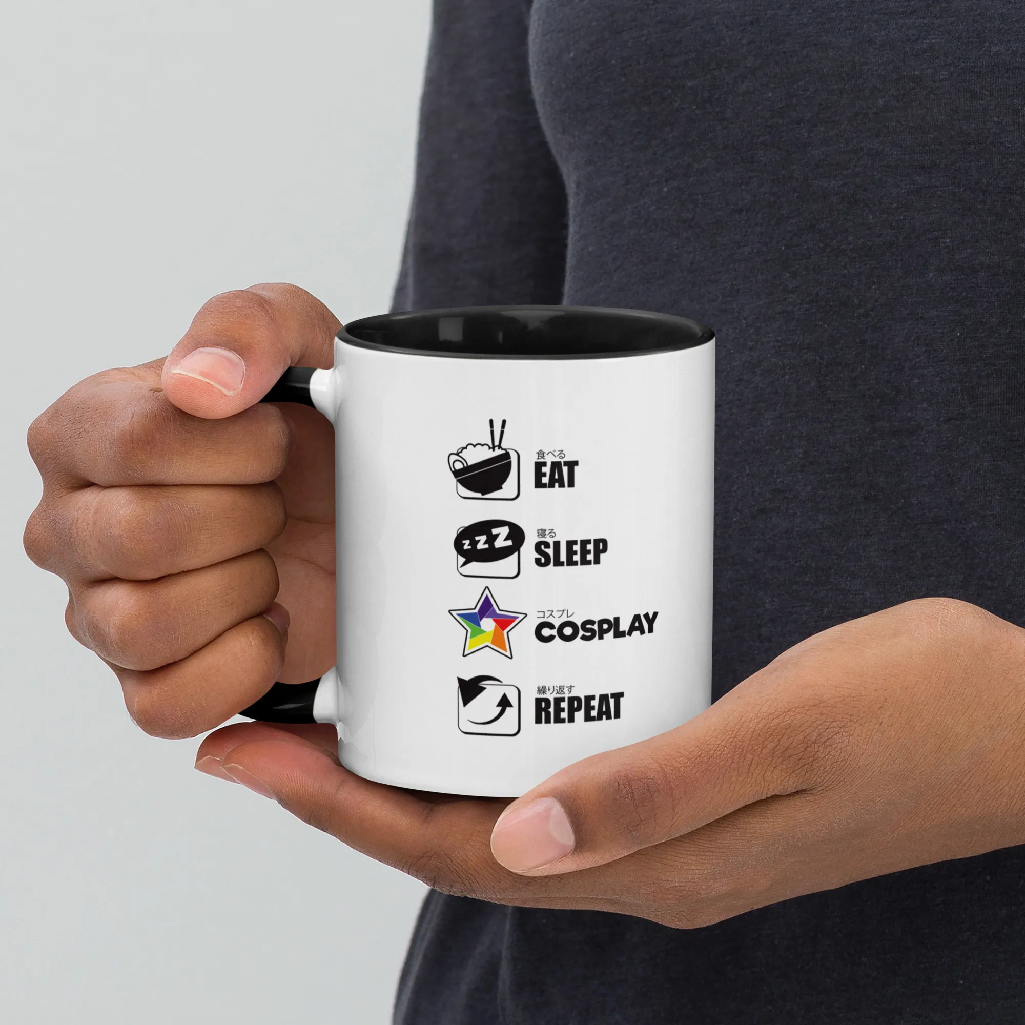 Eat Sleep Cosplay Repeat Mug with Black Color Inside - Image 3